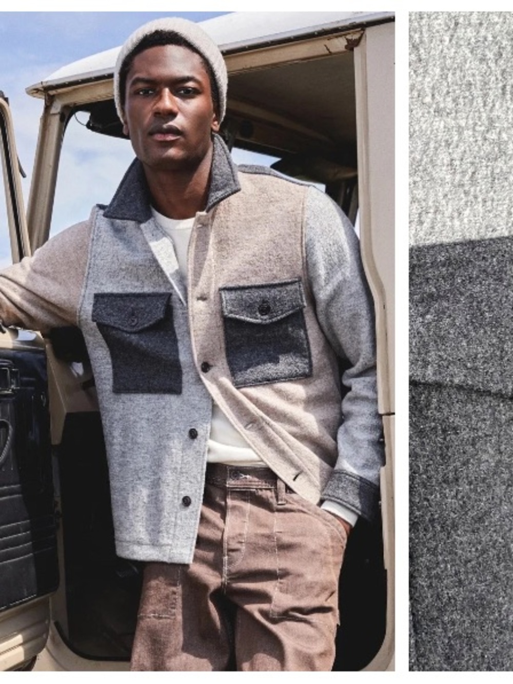 Todd Snyder New York Boiled Wool Military CPO Shirt Coat Gray Colorblock XXL